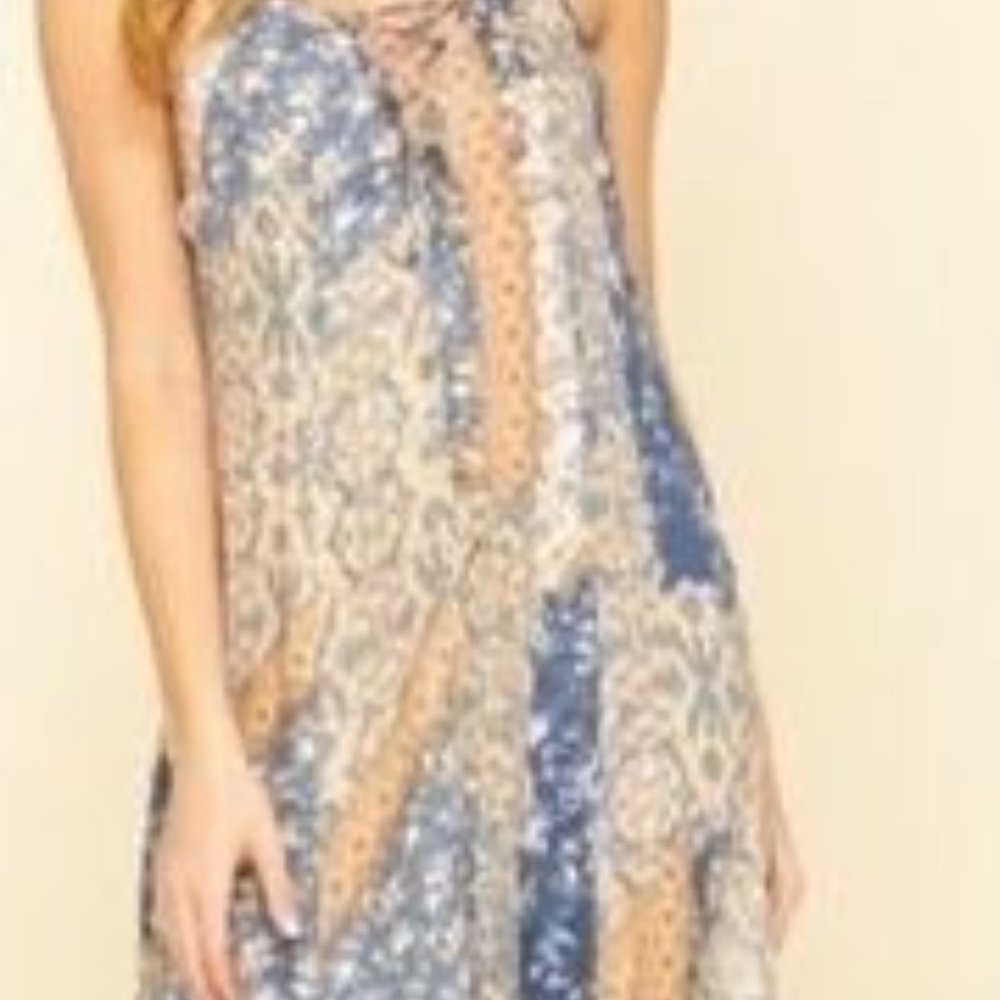 Free People Blue Patchwork Maxi